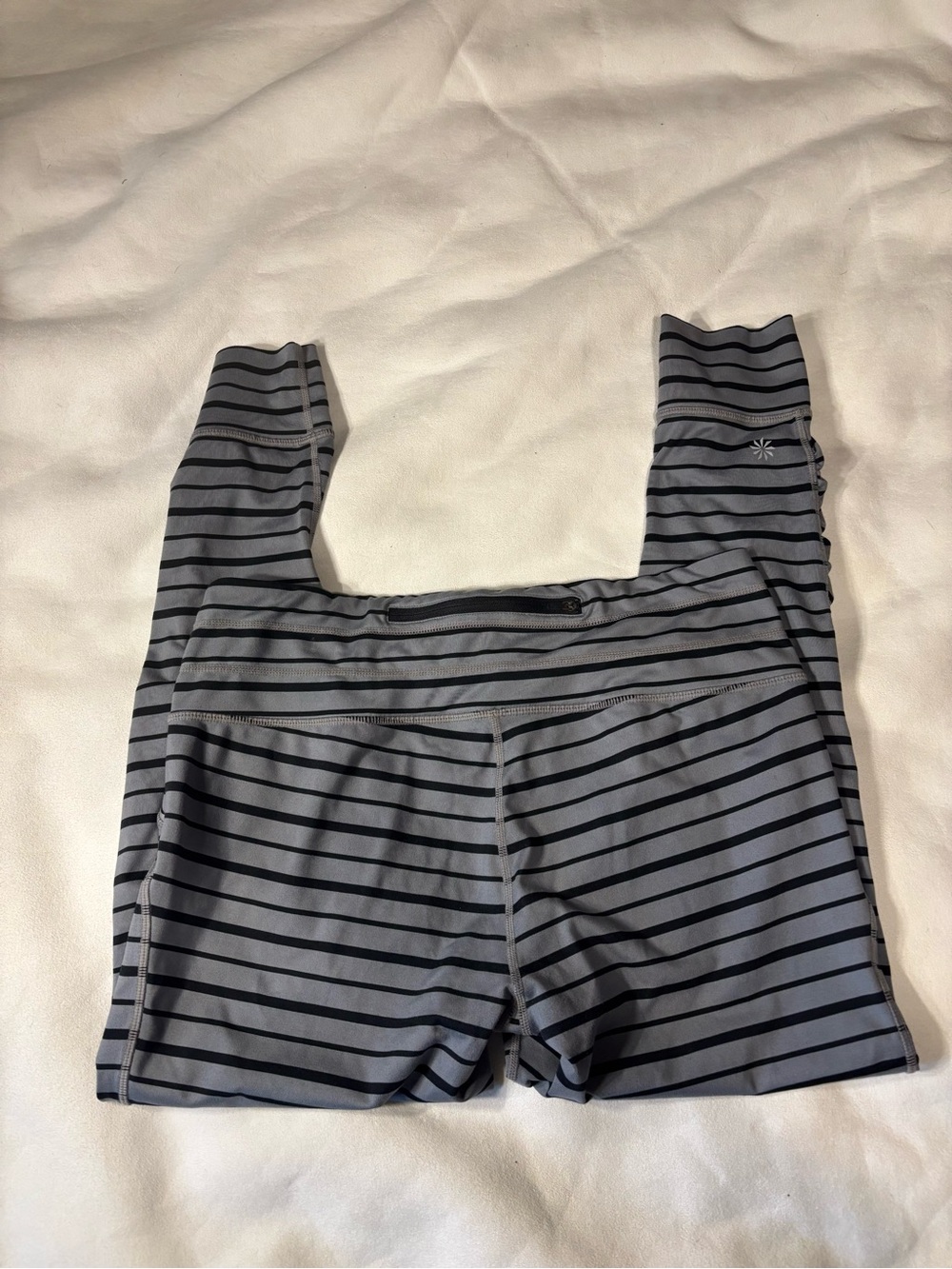 Athleta Gray and Black Striped Kids Leggings